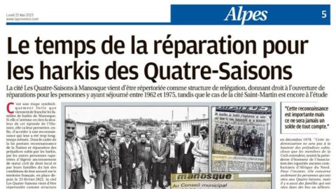 Le temps de la réparation pour les harkis des Quatres-Saisons
