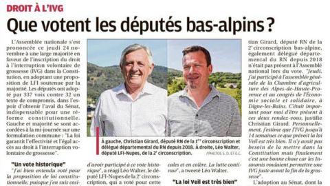Droit à l&rsquo;IVG : que votent les députés bas-alpins ?