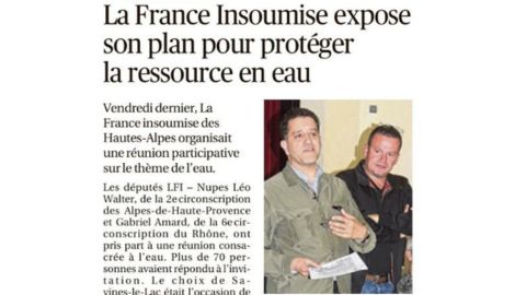 La France Insoumise expose son plan pour protéger la ressource en eau