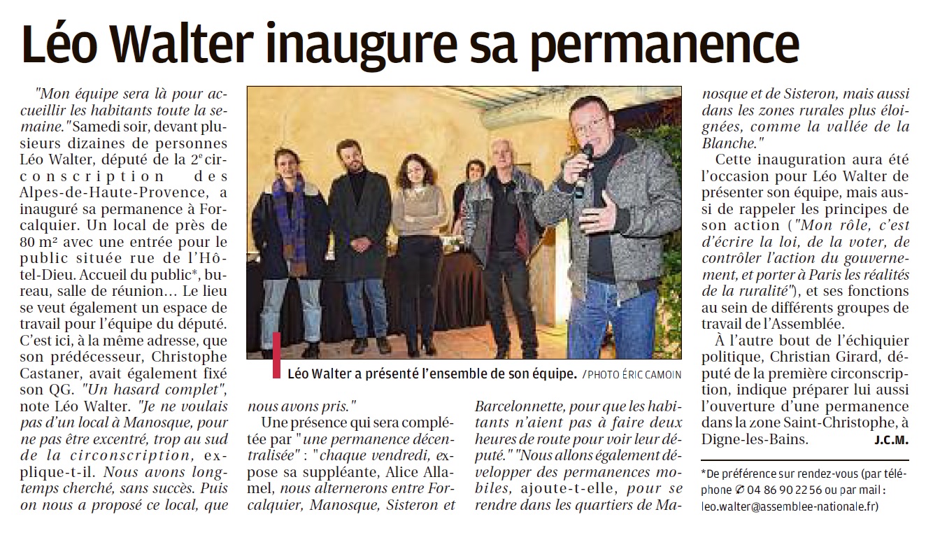 Léo Walter inaugure sa permanence